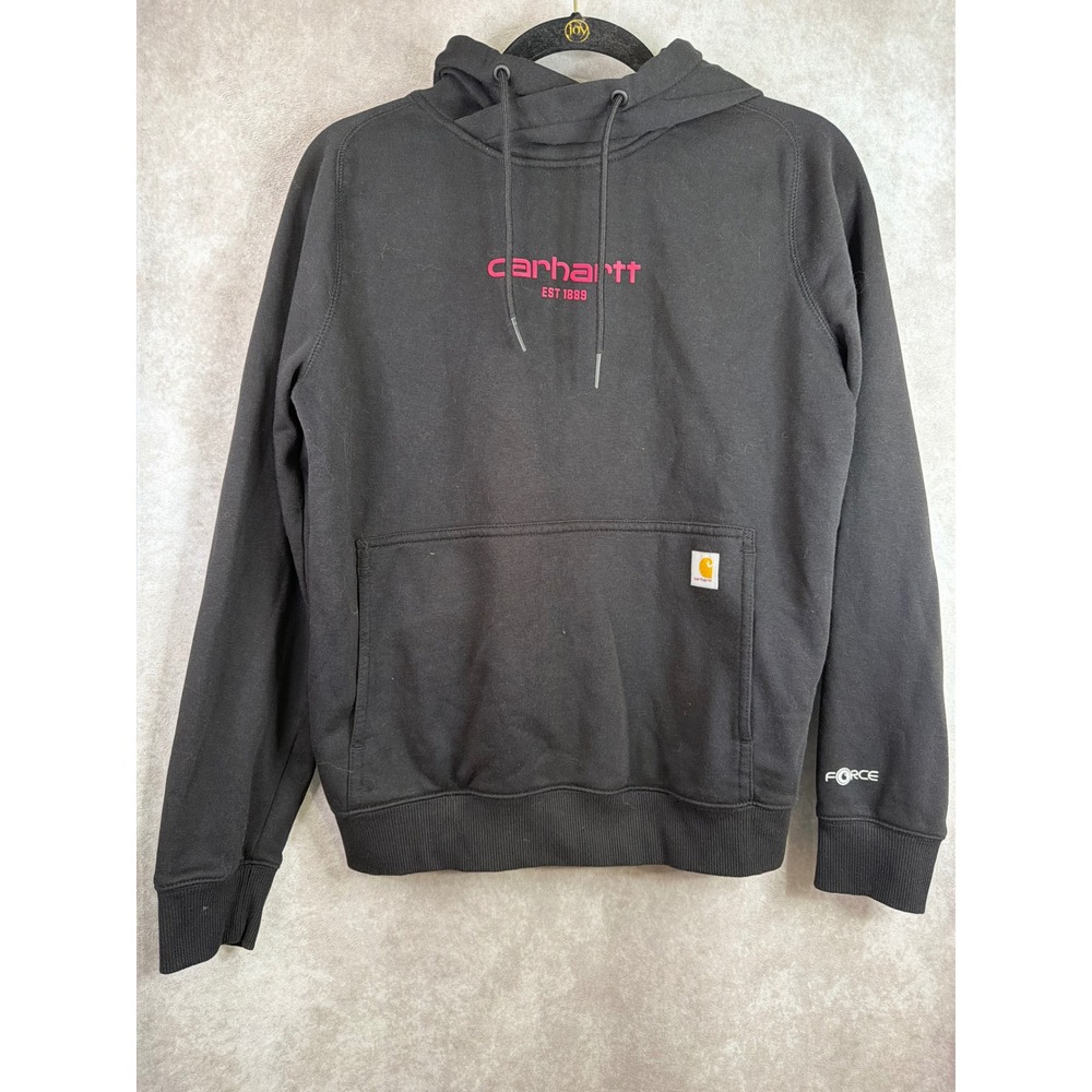 Carhartt Force Hoodie Women S Black Relaxed Fit Graphic Logo Sweatshirt TS5569-W